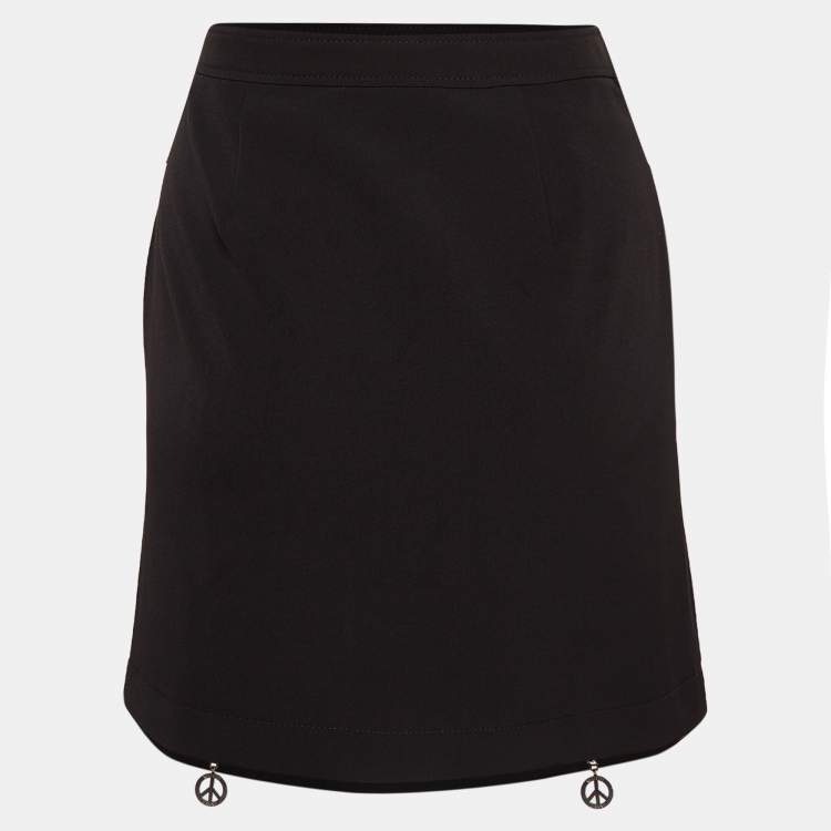 Pre Owned Moschino M05CHIN0 Jeans Black Stretch Crepe Zipper Detail Mini Skirt S