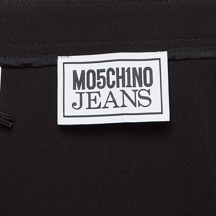 Pre Owned Moschino M05CHIN0 Jeans Black Stretch Crepe Zipper Detail Mini Skirt S
