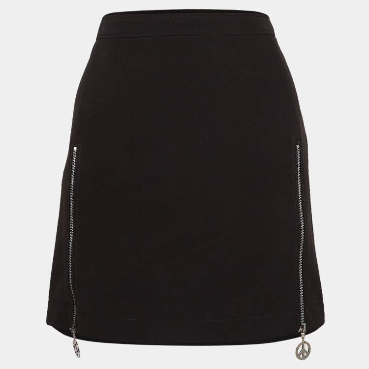 Pre Owned Moschino M05CHIN0 Jeans Black Stretch Crepe Zipper Detail Mini Skirt S