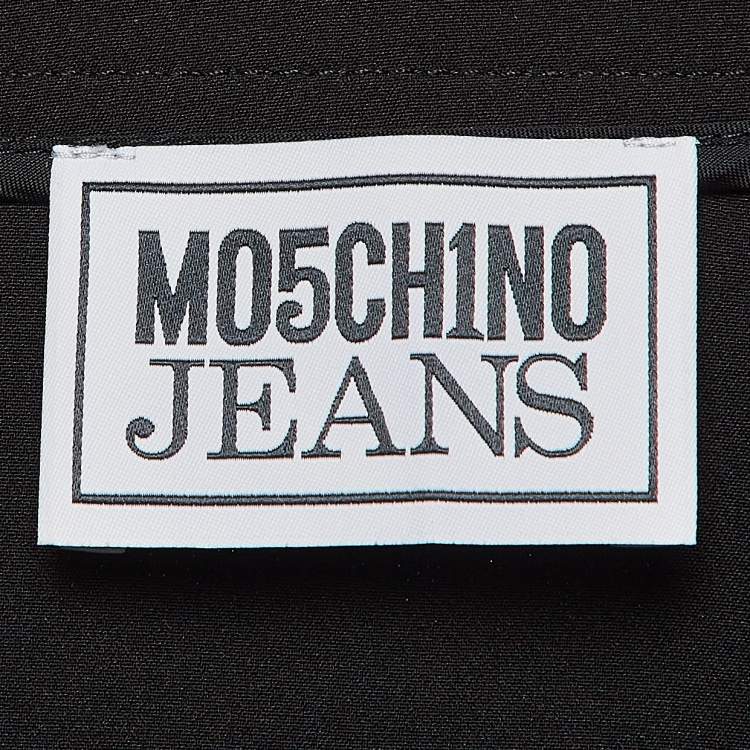 Pre Owned Moschino M05CHIN0 Jeans Black Stretch Crepe Zipper Detail Mini Skirt S