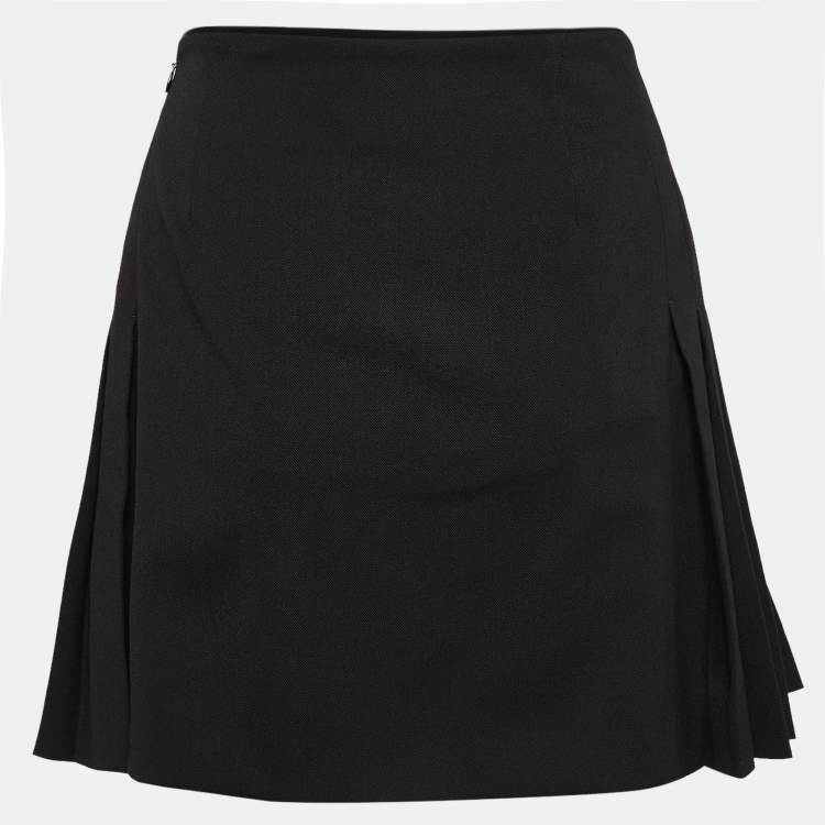 Pre Owned Moschino M05CHIN0 Black Pleated Buckle Detail Skirt M