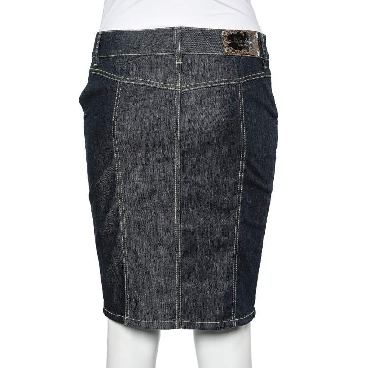 مملوكة مسبقًا Moschino Jeans Navy Blue Zip Up Mini Skirt L