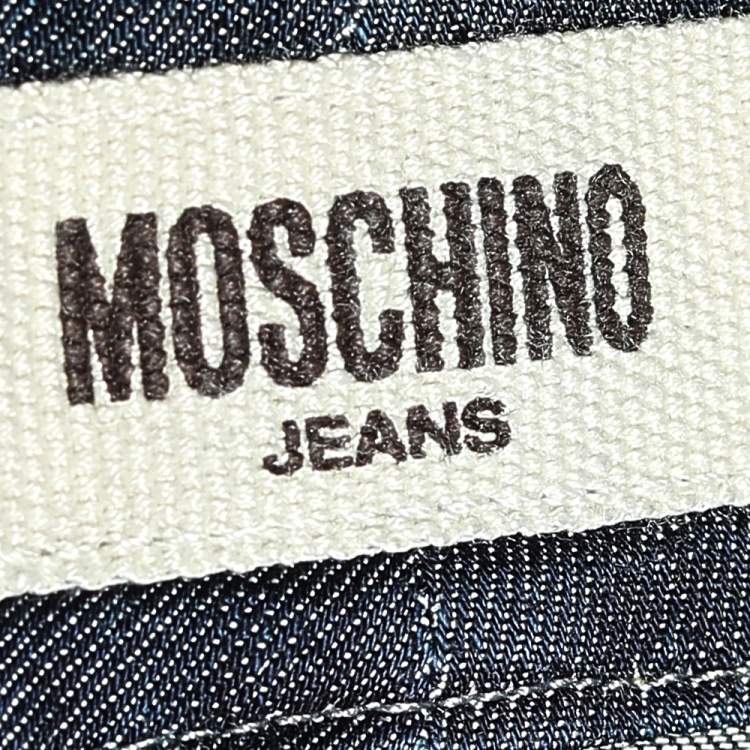 مملوكة مسبقًا Moschino Jeans Navy Blue Zip Up Mini Skirt L
