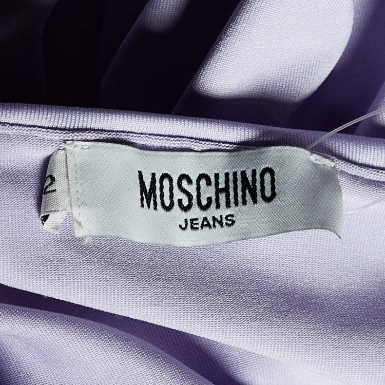 Pre Owned Moschino Jeans Purple Jersey Scallop Detail Top M