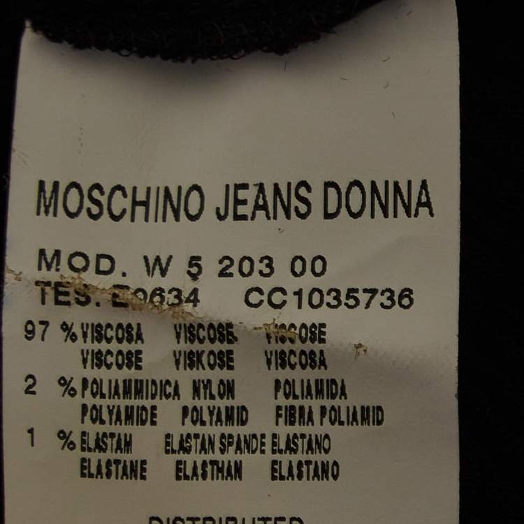 Pre Owned Moschino Jeans Black Lace Trim Stretch Crepe Sleeveless Mini Dress M 