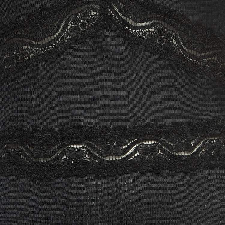 Pre Owned Moschino Jeans Black Lace Trim Stretch Crepe Sleeveless Mini Dress M 