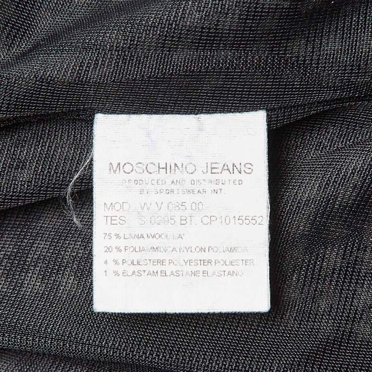 مملوكة مسبقًا Moschino Jeans Black/White Houndstooth Wool Blend Mini Dress M