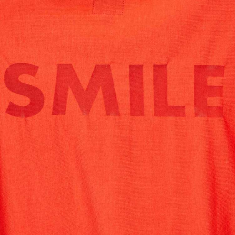 مملوكة مسبقًا Moschino Jeans Orange Smile Print Cotton Blend Knit T-Shirt L