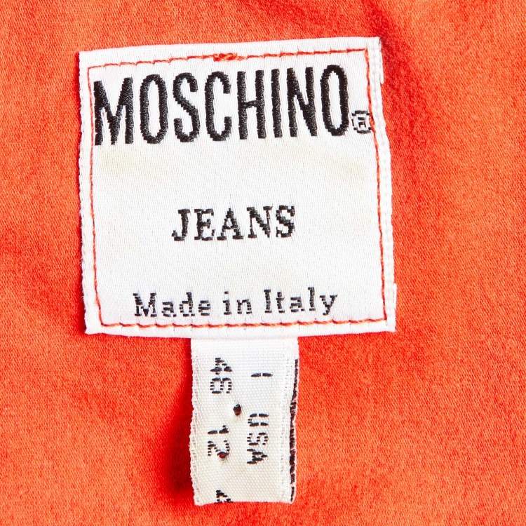 مملوكة مسبقًا Moschino Jeans Orange Smile Print Cotton Blend Knit T-Shirt L