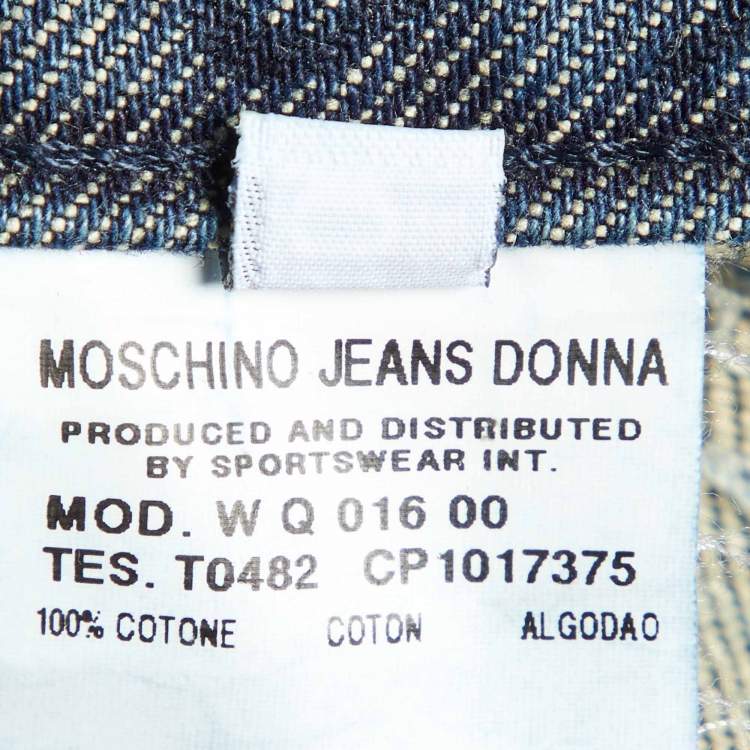 Pre Owned Moschino Jeans Dark Blue Logo Print Denim Jeans M Waist 30" 