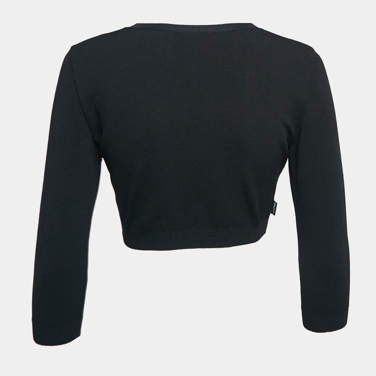 مملوكة مسبقًا Moschino Jeans Black Stretch Knit Buttoned Crop Cardigan M
