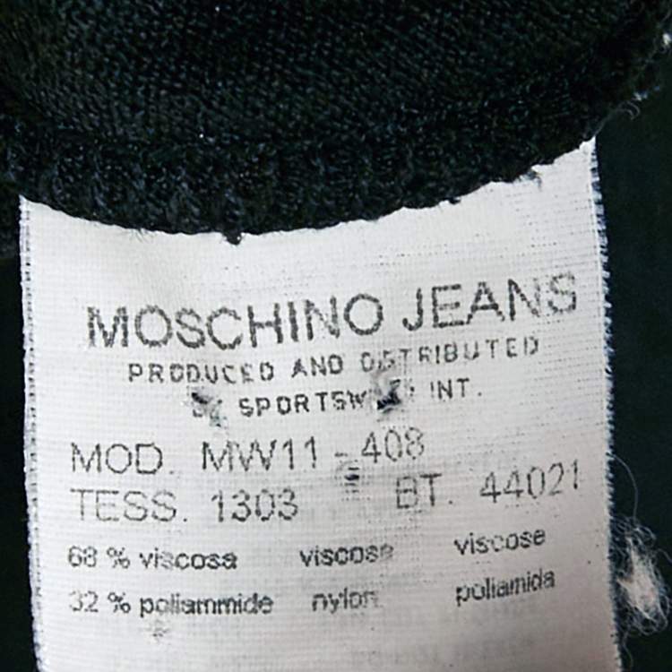 مملوكة مسبقًا Moschino Jeans Black Stretch Knit Buttoned Crop Cardigan M
