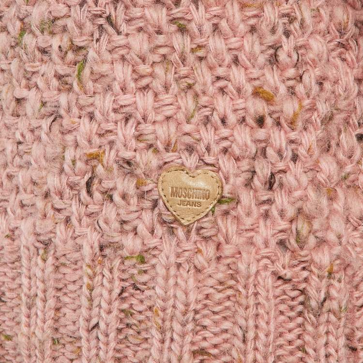 مملوكة مسبقًا Moschino Jeans Pink Wool Crochet Turtle Neck Sweater S