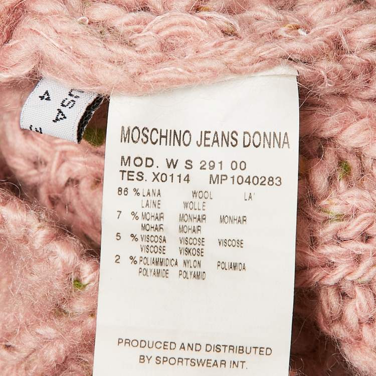 مملوكة مسبقًا Moschino Jeans Pink Wool Crochet Turtle Neck Sweater S