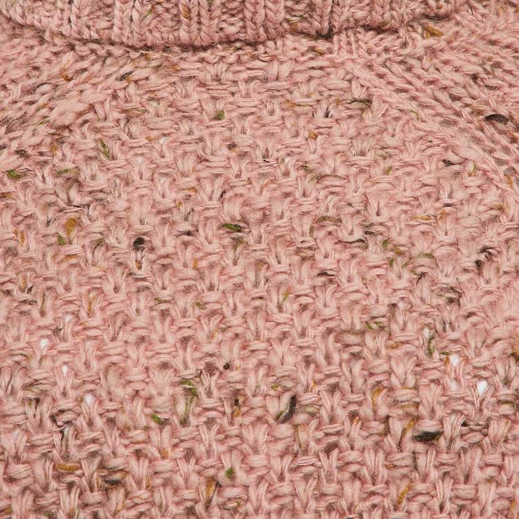 مملوكة مسبقًا Moschino Jeans Pink Wool Crochet Turtle Neck Sweater S