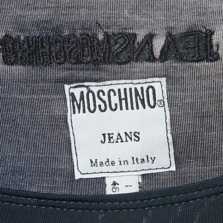 مملوكة مسبقًا Moschino Jeans Navy Blue Jersey Side Slit Maxi Dress L