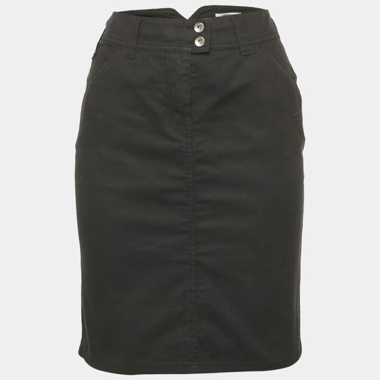 مملوكة مسبقًا Moschino Jeans Black Cotton Logo Stud Detail Mini Skirt M