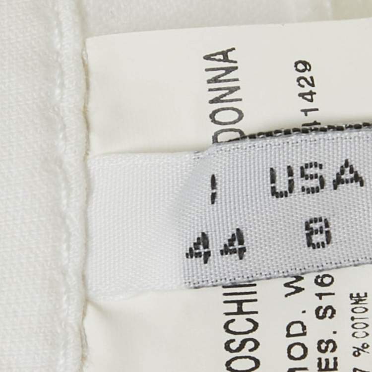 Pre Owned Moschino Jeans White Denim Button Detail Pencil Skirt M Waist 31"