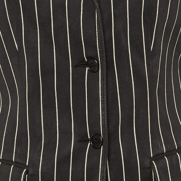 Pre Owned Moschino Jeans Black  Striped Cotton Blazer M