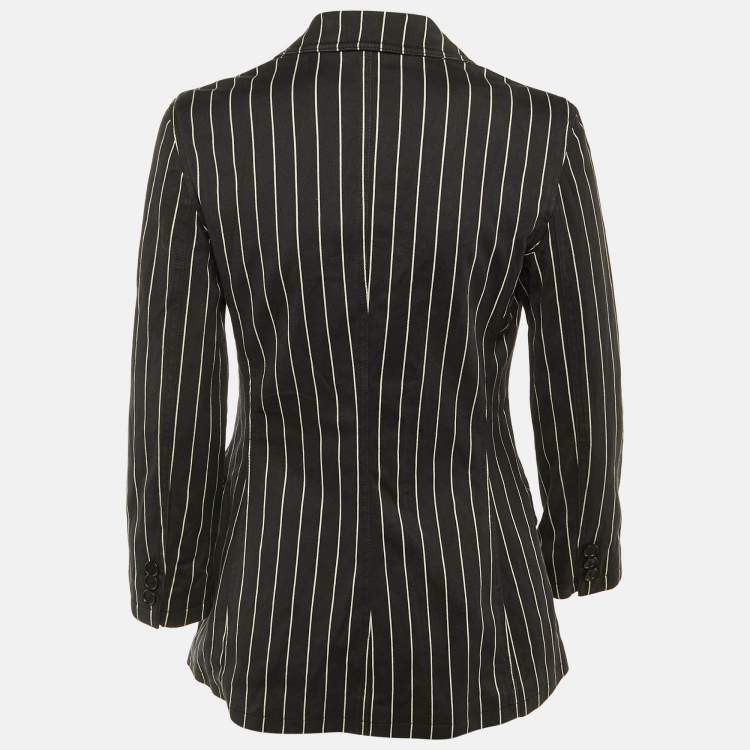 Pre Owned Moschino Jeans Black  Striped Cotton Blazer M