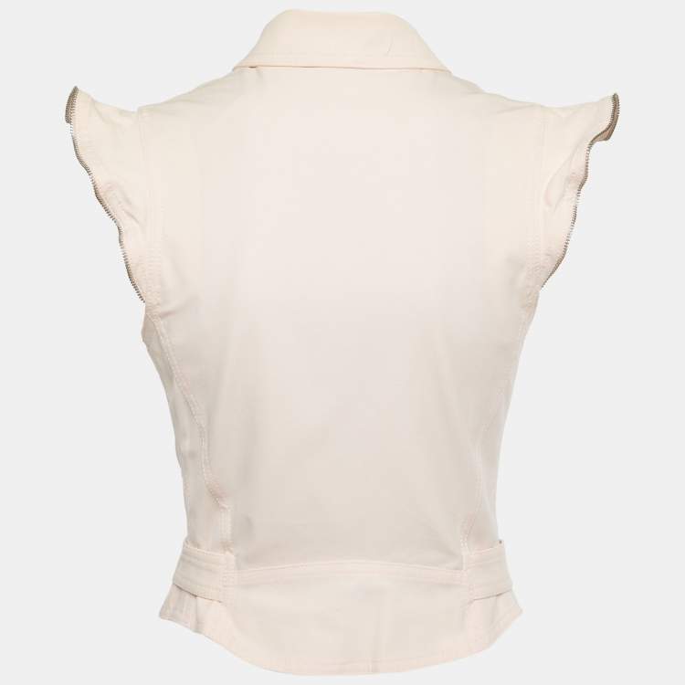 Pre Owned Moschino Jeans Pink Cotton Blend Biker Vest Jacket S