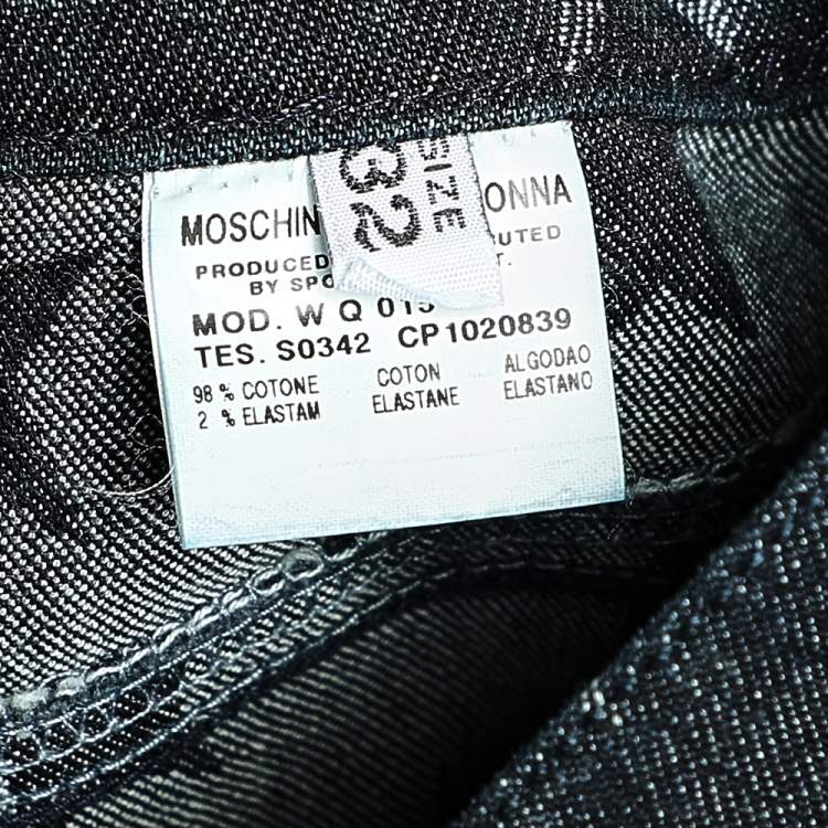 Pre Owned Moschino Jeans Black  Star Print Denim Flared Leg Jeans S