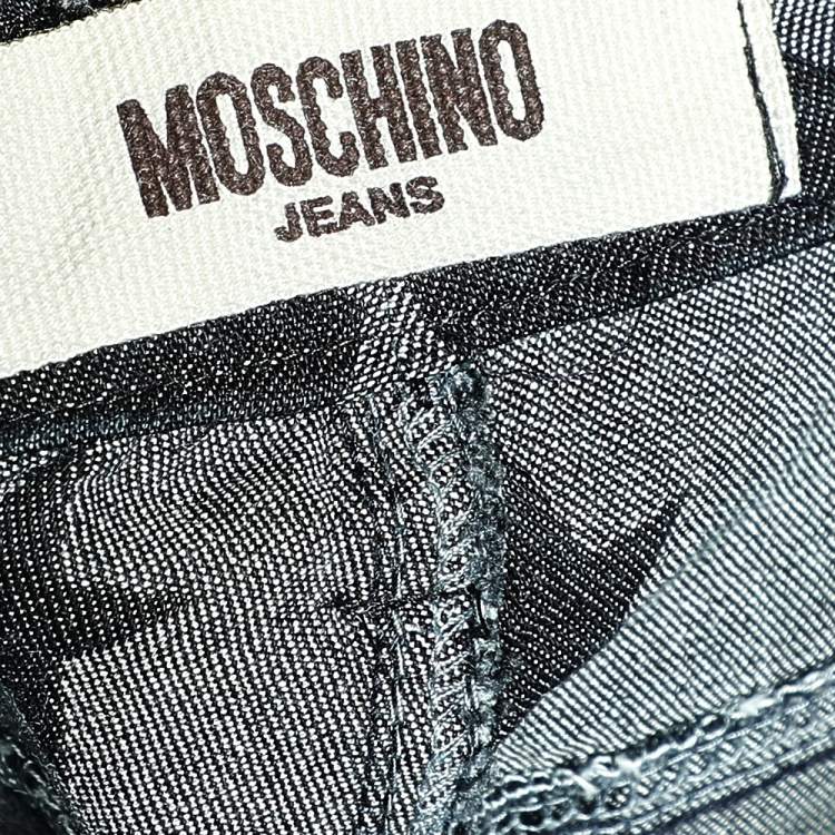 Pre Owned Moschino Jeans Black  Star Print Denim Flared Leg Jeans S