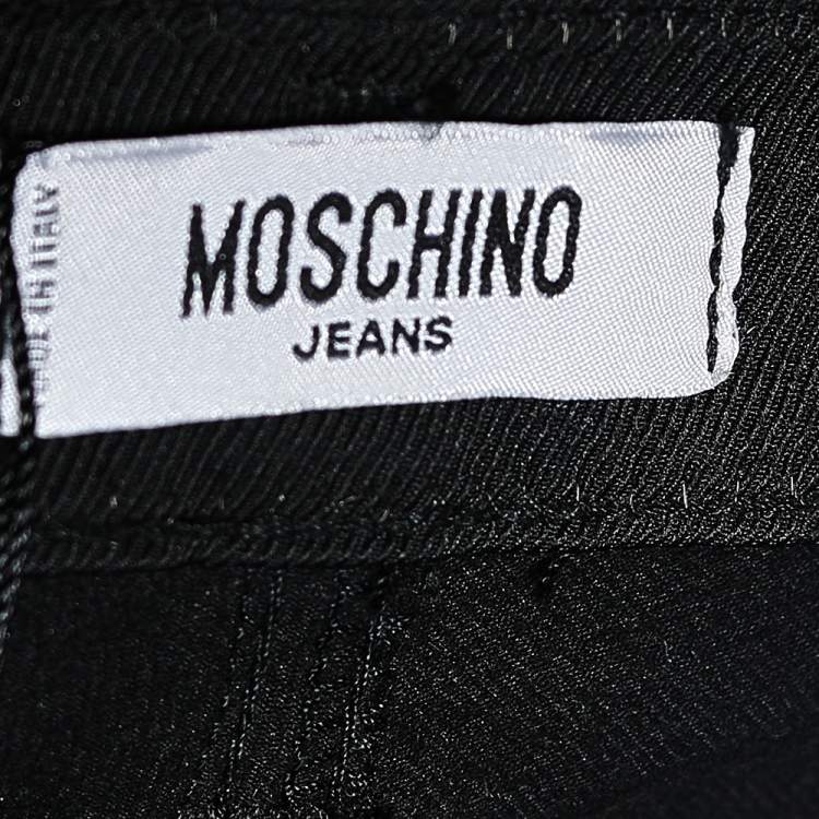 Pre Owned Moschino Jeans Black Cotton Embellished Trim Detailed Pants M
