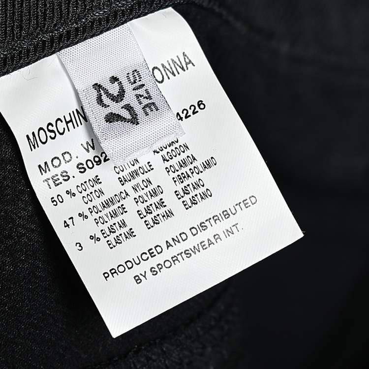 Pre Owned Moschino Jeans Black Cotton Embellished Trim Detailed Pants M