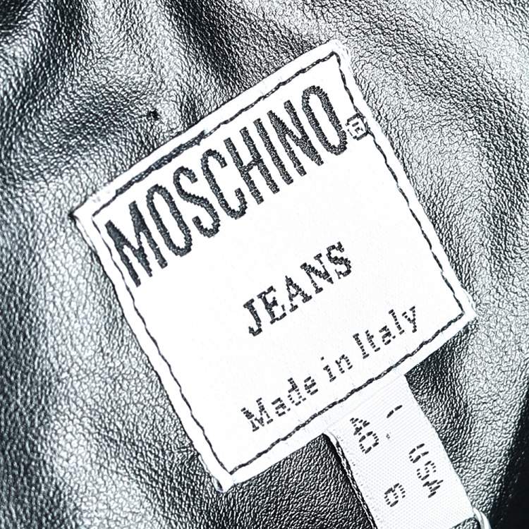 Pre Owned Moschino Jeans Black Coated Button Front Jacket S