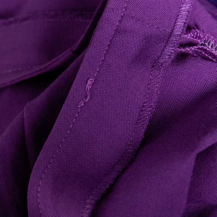 مملوكة مسبقًا Moschino Jeans Purple Wool Blend Ruffle Hem Midi Skirt S