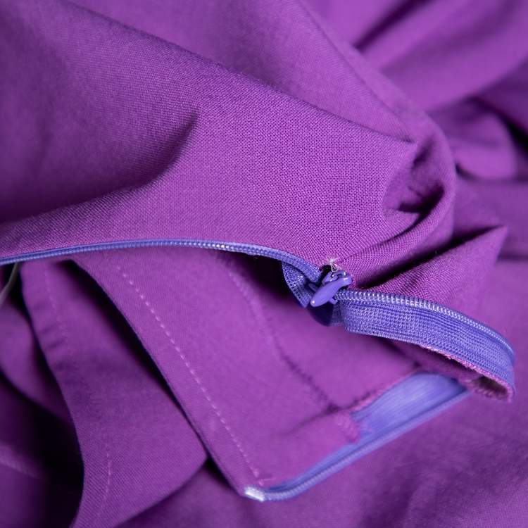 مملوكة مسبقًا Moschino Jeans Purple Wool Blend Ruffle Hem Midi Skirt S