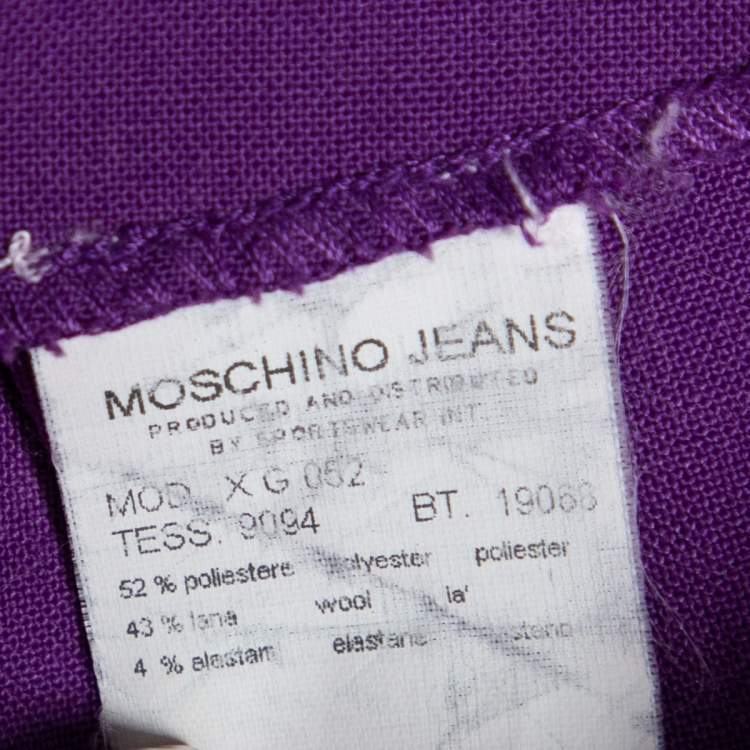 مملوكة مسبقًا Moschino Jeans Purple Wool Blend Ruffle Hem Midi Skirt S