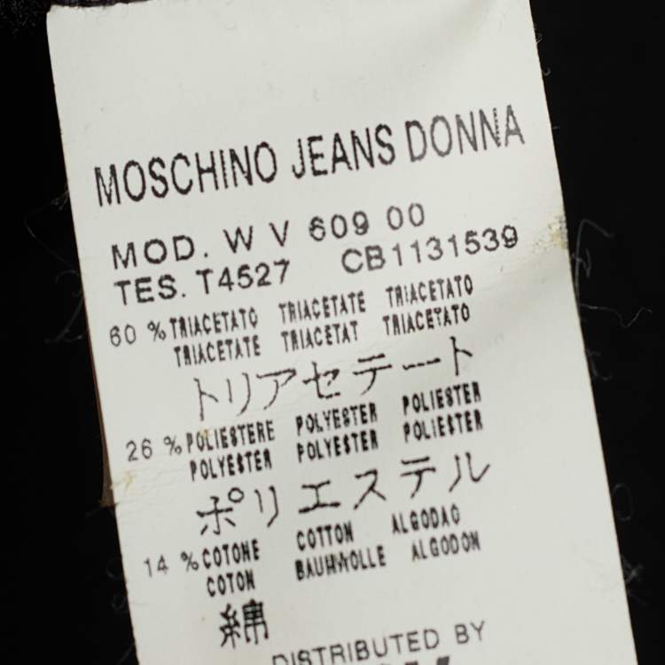 Pre Owned Moschino Jeans Black Crepe & Poplin Ruffled V Neck Dress L