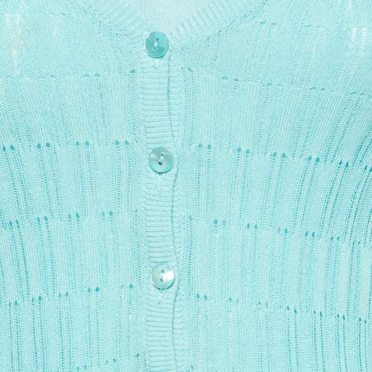 Pre Owned Moschino Jeans Blue Knit Sleeveless Top & Button Front Cardigan Set M