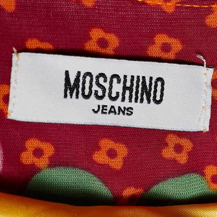 Pre Owned Moschino Jeans Multicolor Floral Printed Crepe Midi Skirt M