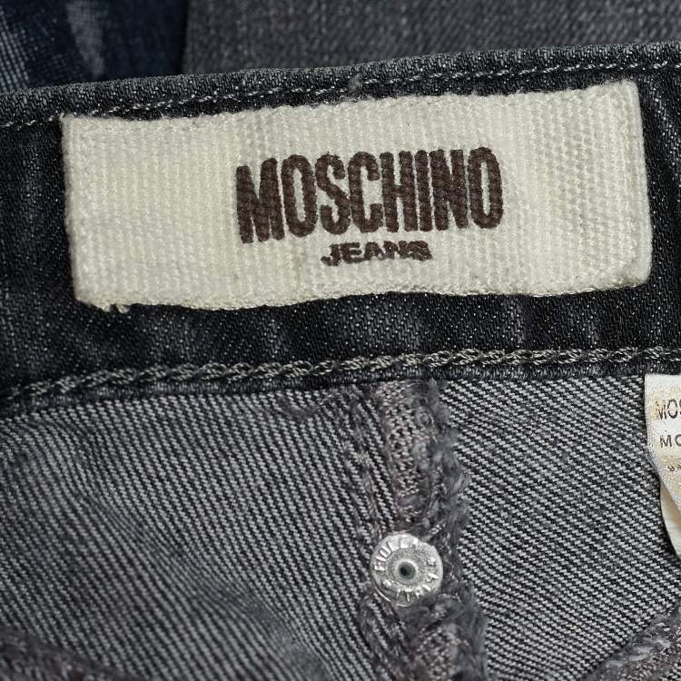 Pre Owned Moschino Jeans Dark Grey Denim Butterfly Back Detail Jeans L