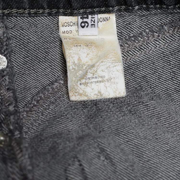Pre Owned Moschino Jeans Dark Grey Denim Butterfly Back Detail Jeans L