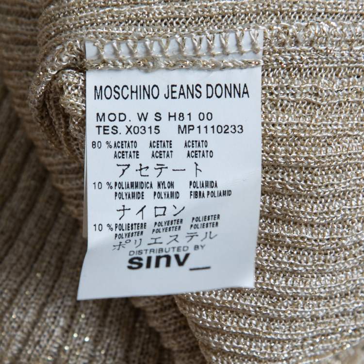 Pre Owned Moschino Jeans Gold Lurex Knit Buttoned Cardigan L