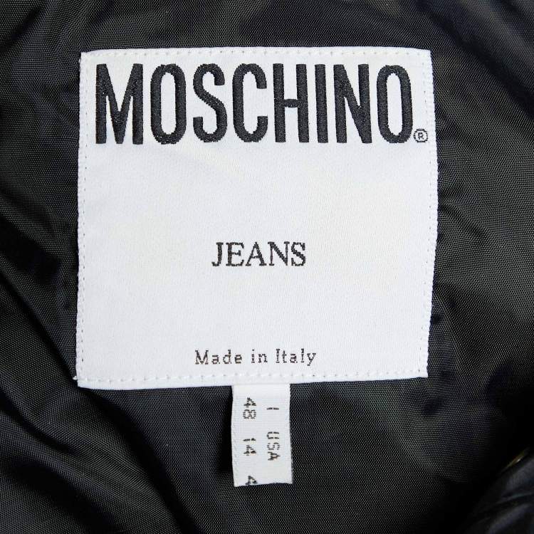مملوكة مسبقًا Moschino Jeans Black Faux Leather Heart Studded Jacket L