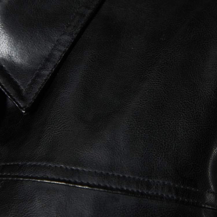 مملوكة مسبقًا Moschino Jeans Black Faux Leather Heart Studded Jacket L