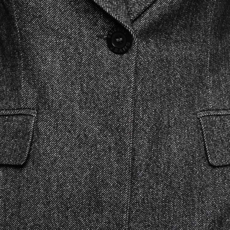 Pre Owned Moschino Jeans Dark Grey Patterned Wool & Cotton Blazer M