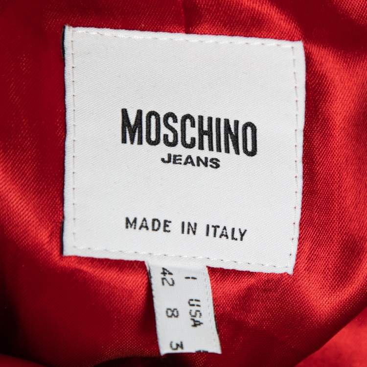 Pre Owned Moschino Jeans Dark Grey Patterned Wool & Cotton Blazer M