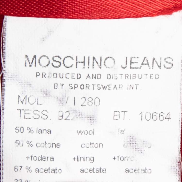Pre Owned Moschino Jeans Dark Grey Patterned Wool & Cotton Blazer M