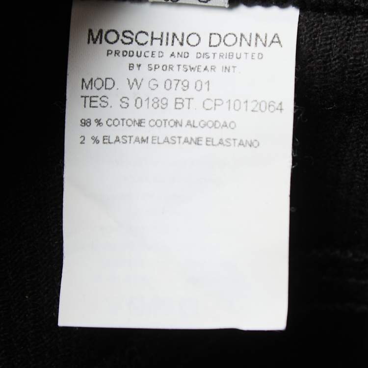 Pre Owned Moschino Jeans Black Flower Embroidered Corduroy Knee Length Skirt M