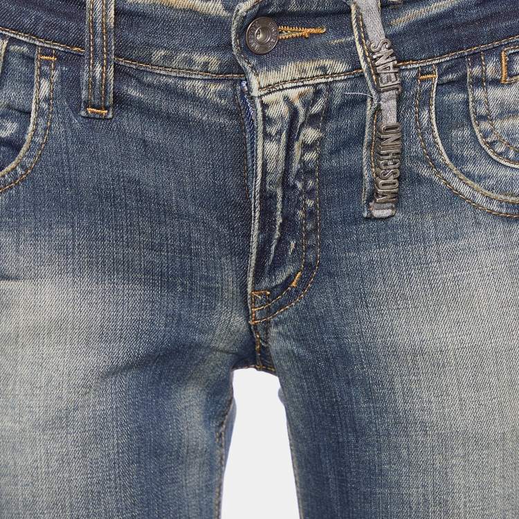 مملوكة مسبقًا Moschino Jeans Navy Blue Denim Tapered Leg Jeans S