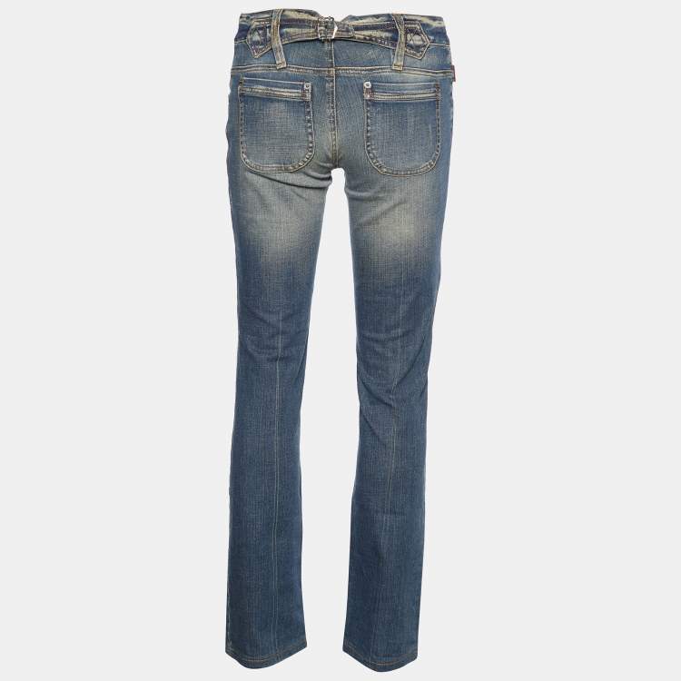 مملوكة مسبقًا Moschino Jeans Navy Blue Denim Tapered Leg Jeans S