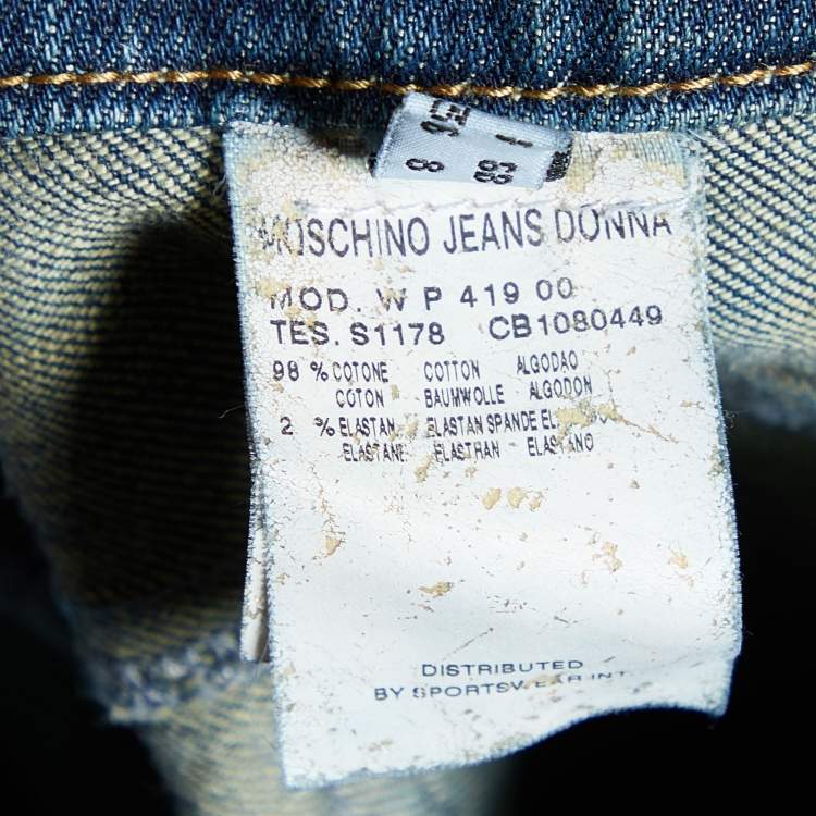 مملوكة مسبقًا Moschino Jeans Navy Blue Denim Tapered Leg Jeans S