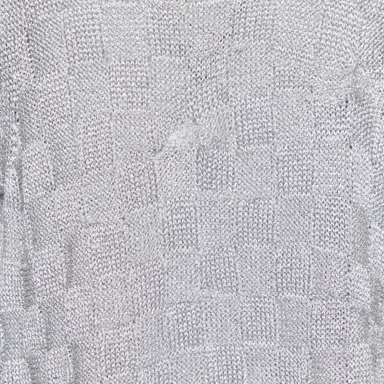 مملوكة مسبقًا Moschino Jeans Silver Lurex Knit Open Front Cardigan L