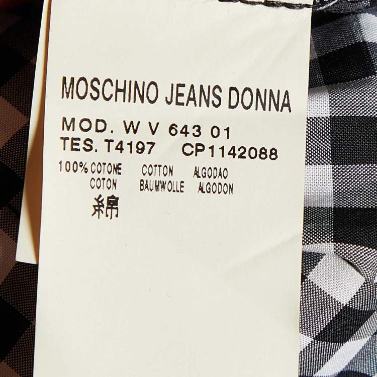 Pre Owned Moschino Jeans Monochrome Gingham Check Cotton Dress L
